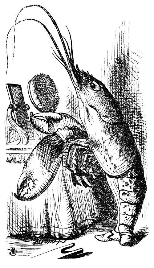 Original children's illustration by John Tenniel of lobster from Alice in Wonderland 