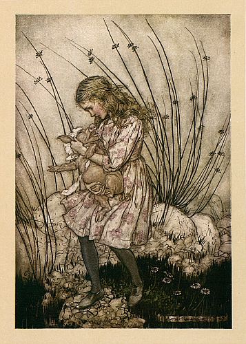 Original children's illustration of Baby Turning Into Pig from Alice in Wonderland 