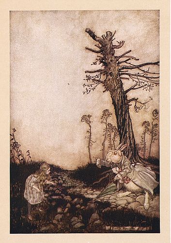 Original children's illustration of Mary Anne and Rabbit from Alice in Wonderland 