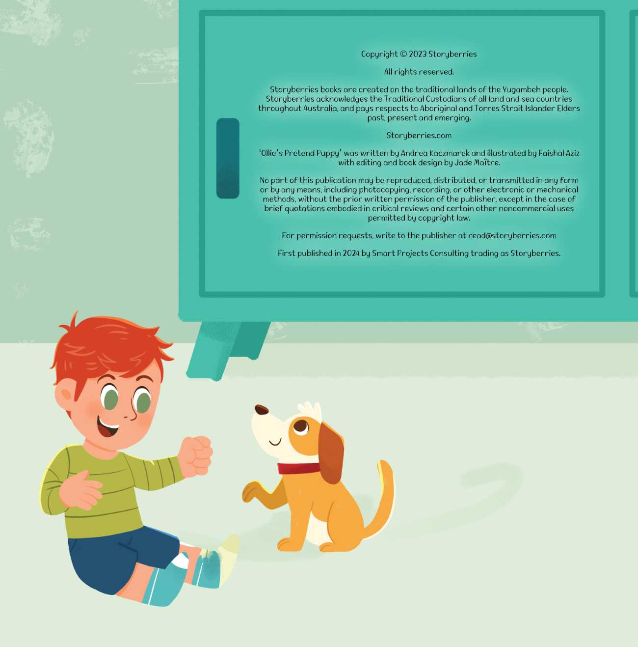 Bedtime Stories Ollies Pretend Puppy short stories for kids copyright page