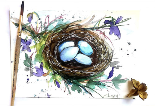 Charu Jain children's book illustrator - illustration 5 birds nest